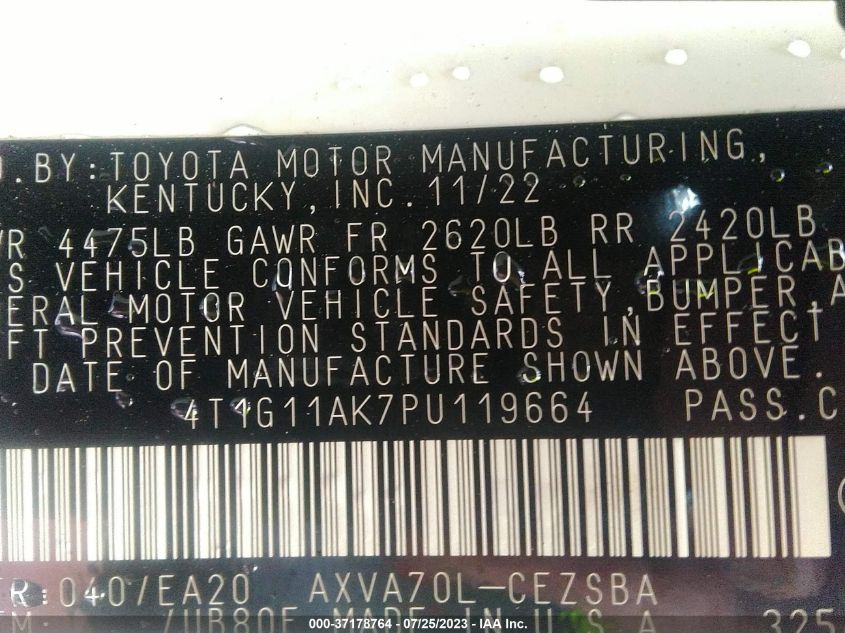 2023 TOYOTA CAMRY SE/SE NIGHTSHADE - 4T1G11AK7PU119664