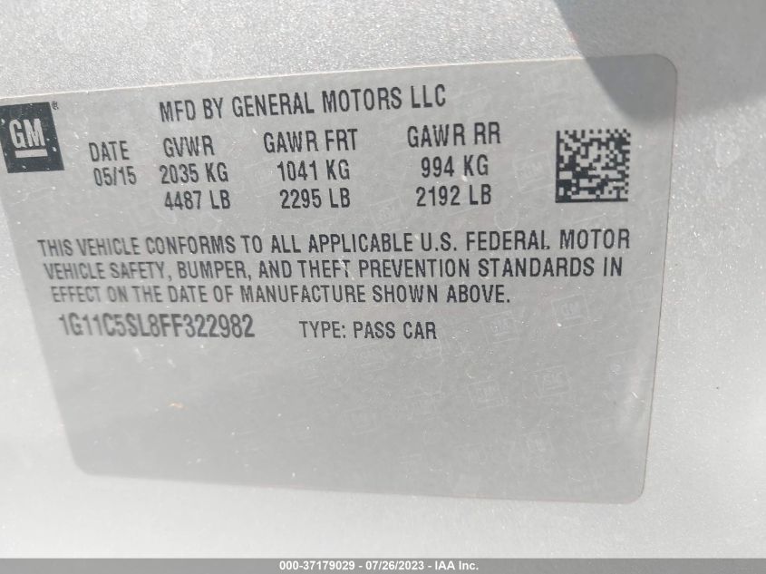 2015 CHEVROLET MALIBU LT - 1G11C5SL8FF322982