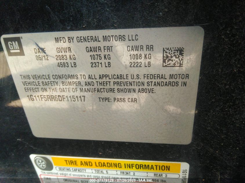 2013 CHEVROLET MALIBU ECO - 1G11F5RR6DF115117