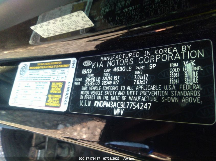 2020 KIA SPORTAGE LX - KNDPM3AC9L7754247