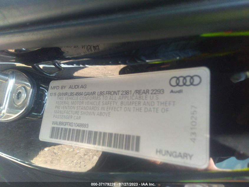 2016 AUDI A3 2.0T PREMIUM - WAUB8GFFXG1048693