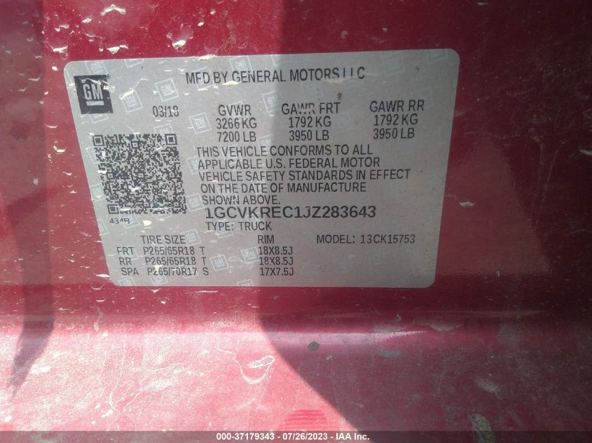 2018 CHEVROLET SILVERADO 1500 LT - 1GCVKREC1JZ283643