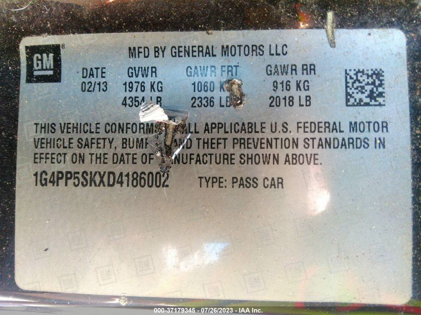 2013 BUICK VERANO - 1G4PP5SKXD4186002