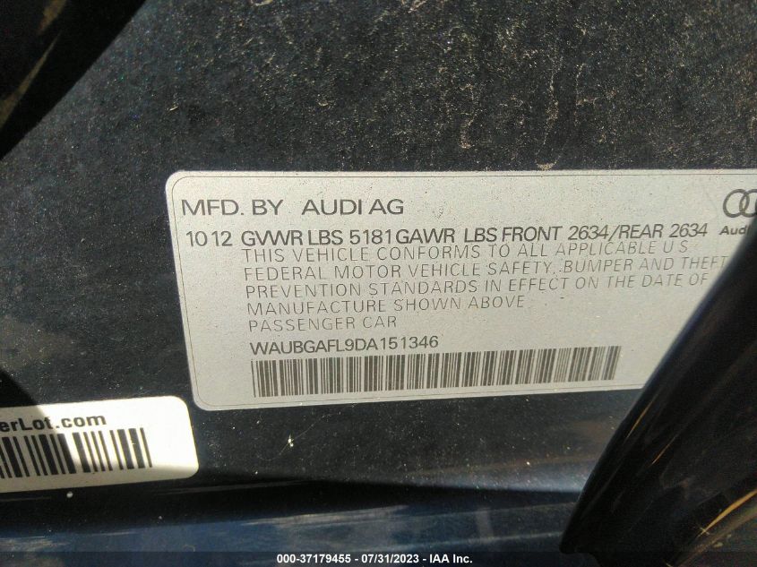 2013 AUDI S4 PREMIUM PLUS - WAUBGAFL9DA151346