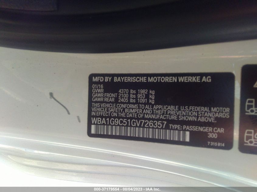 2016 BMW 2 SERIES 228I XDRIVE - WBA1G9C51GV726357