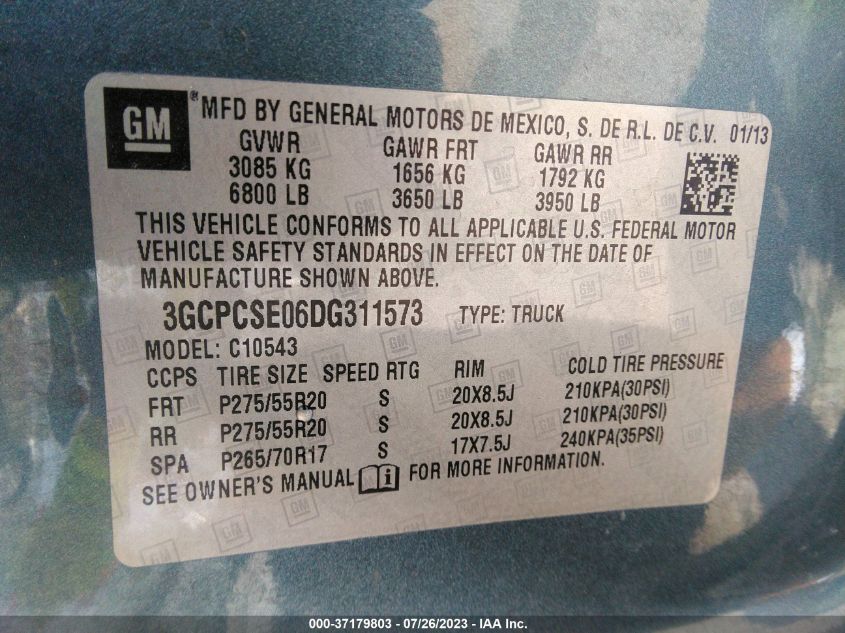 2013 CHEVROLET SILVERADO 1500 LT - 3GCPCSE06DG311573