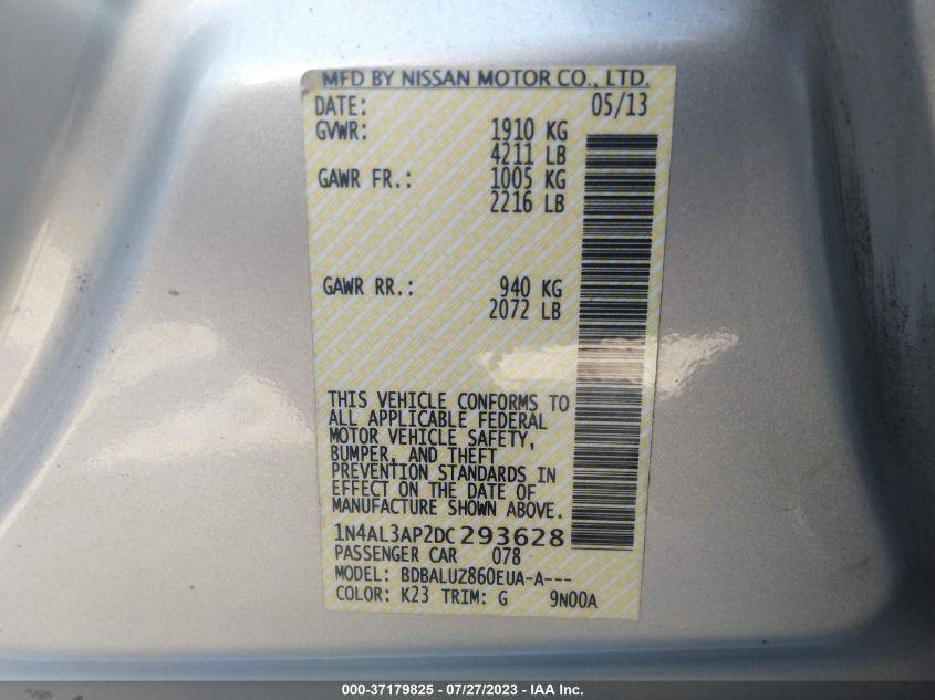 2013 NISSAN ALTIMA 2.5 SV - 1N4AL3AP2DC293628