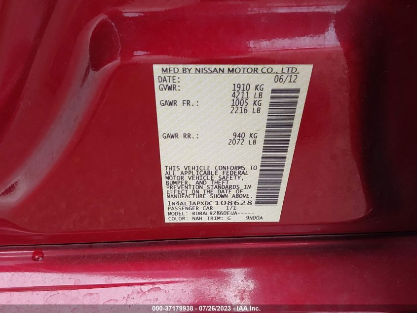 2013 NISSAN ALTIMA 2.5 S - 1N4AL3APXDC108628