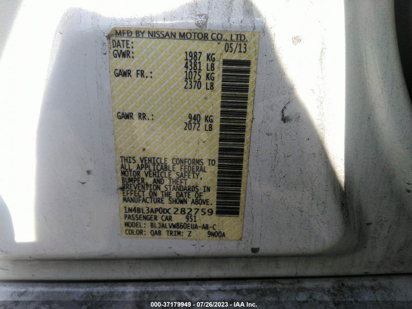 2013 NISSAN ALTIMA 3.5 SL - 1N4BL3AP0DC282759
