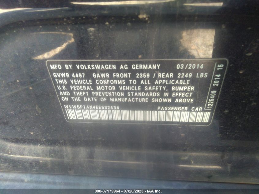 2014 VOLKSWAGEN CC R-LINE - WVWBP7AN4EE532434