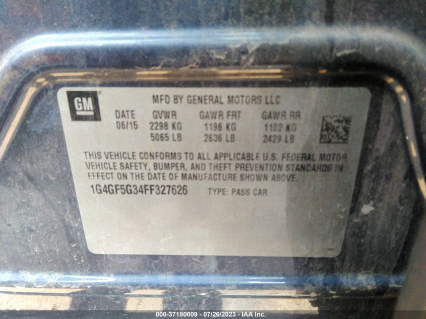 2015 BUICK LACROSSE PREMIUM II - 1G4GF5G34FF327626