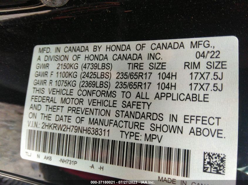 2022 HONDA CR-V SPECIAL EDITION - 2HKRW2H79NH638311