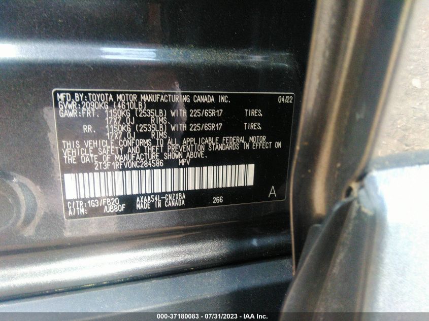 2022 TOYOTA RAV4 LE - 2T3F1RFV0NC284586