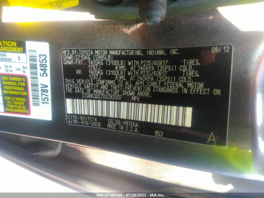 2013 TOYOTA SIENNA LE - 5TDKK3DC7DS282097