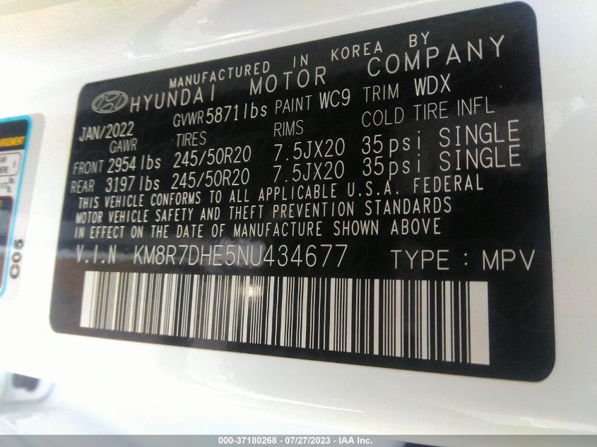 2022 HYUNDAI PALISADE CALLIGRAPHY - KM8R7DHE5NU434677