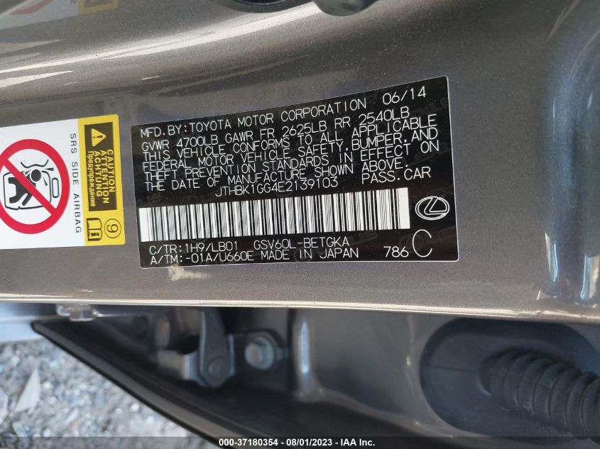 2014 LEXUS ES 350 - JTHBK1GG4E2139103