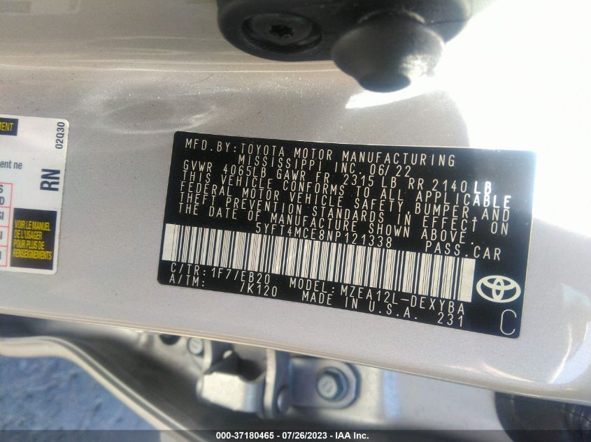 2022 TOYOTA COROLLA XSE/APEX XSE - 5YFT4MCE8NP121338