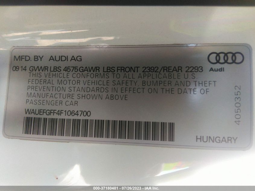 2015 AUDI A3 2.0T PREMIUM PLUS - WAUEFGFF4F1064700