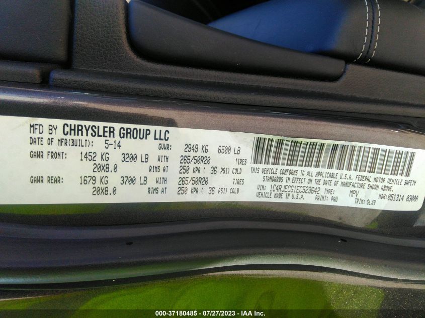 2014 JEEP GRAND CHEROKEE OVERLAND - 1C4RJECG1EC523642