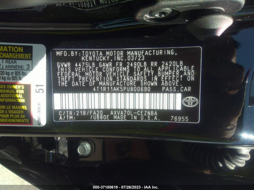 2023 TOYOTA CAMRY LE - 4T1R11AK5PU800690