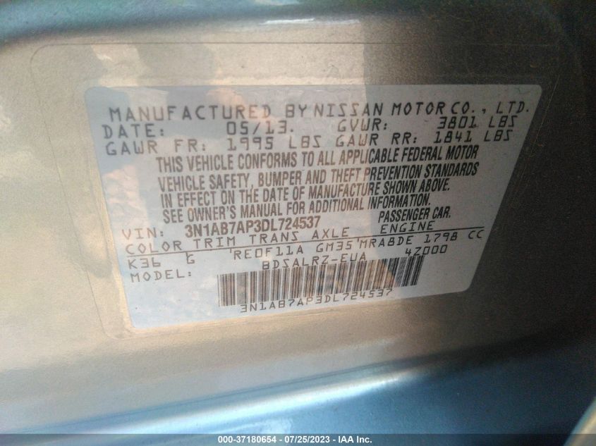 2013 NISSAN SENTRA SR - 3N1AB7AP3DL724537