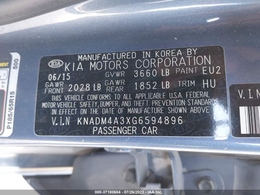 2016 KIA RIO LX - KNADM4A3XG6594896