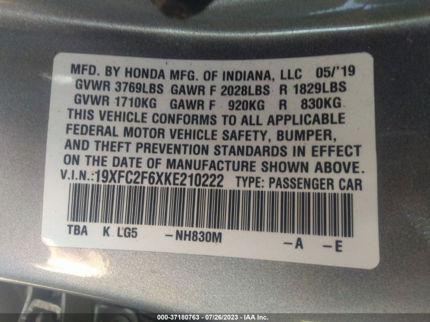 2019 HONDA CIVIC SEDAN LX - 19XFC2F6XKE210222