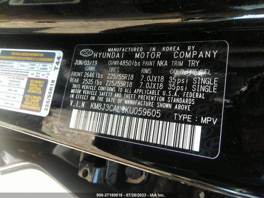 2019 HYUNDAI TUCSON ULTIMATE - KM8J3CAL1KU059605
