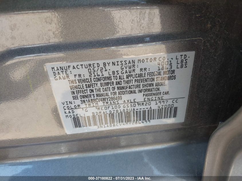 2021 NISSAN SENTRA SV - 3N1AB8CV4MY286499