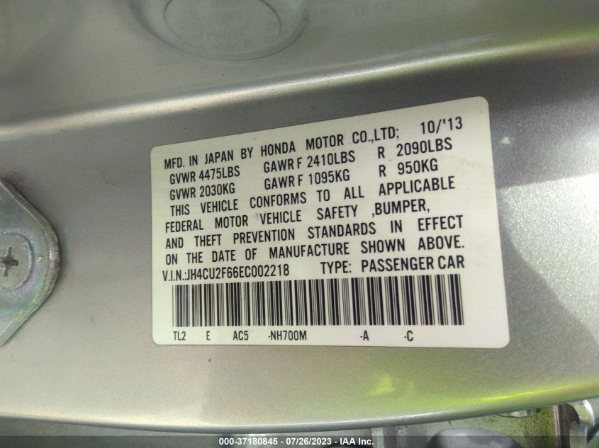 2014 ACURA TSX TECH PKG - JH4CU2F66EC002218