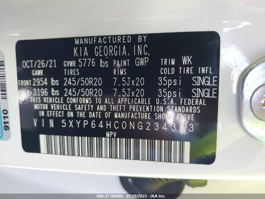 2022 KIA TELLURIDE S - 5XYP64HC0NG234353