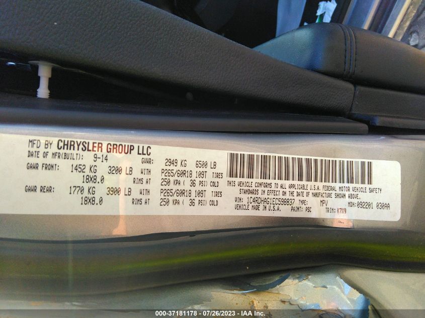 2014 DODGE DURANGO SXT - 1C4RDHAG1EC598837