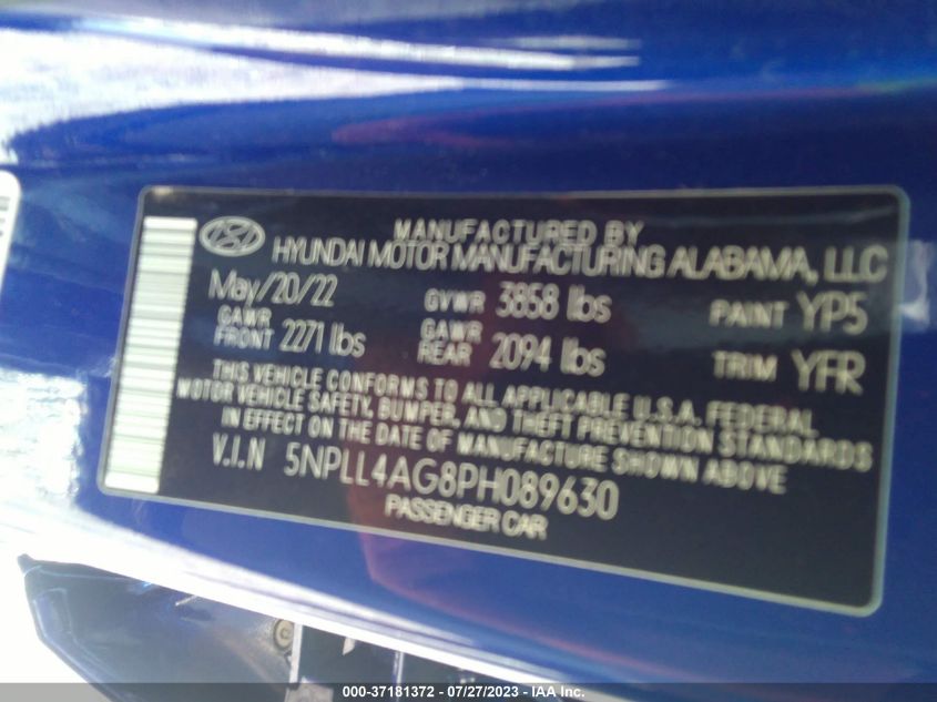 5NPLL4AG8PH089630 Hyundai Elantra SE 9