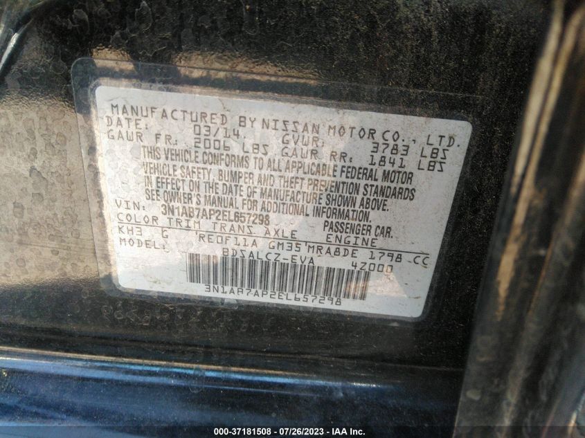 2014 NISSAN SENTRA S - 3N1AB7AP2EL657298