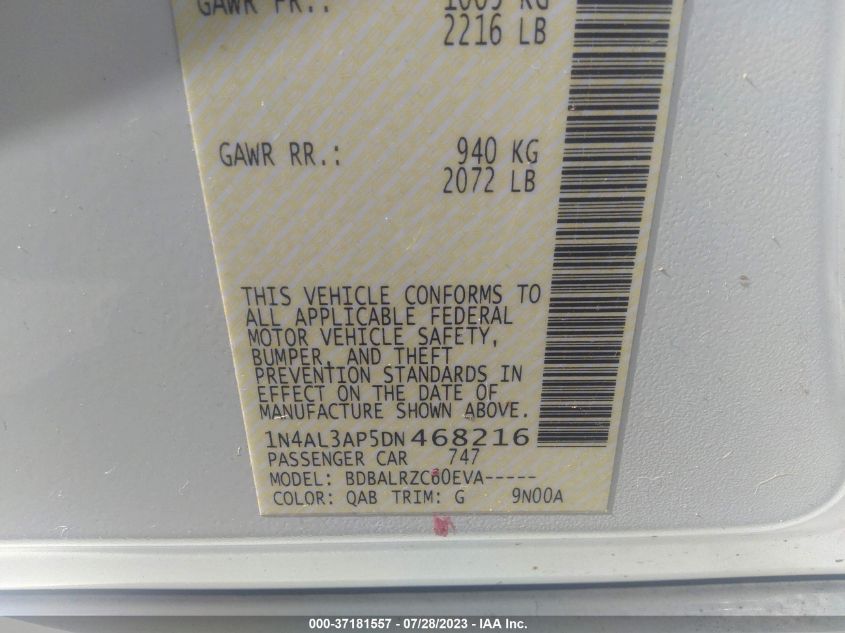 2013 NISSAN ALTIMA 2.5 S - 1N4AL3AP5DN468216