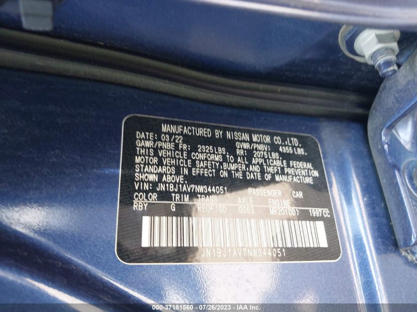 2022 NISSAN ROGUE SPORT S - JN1BJ1AV7NW344051