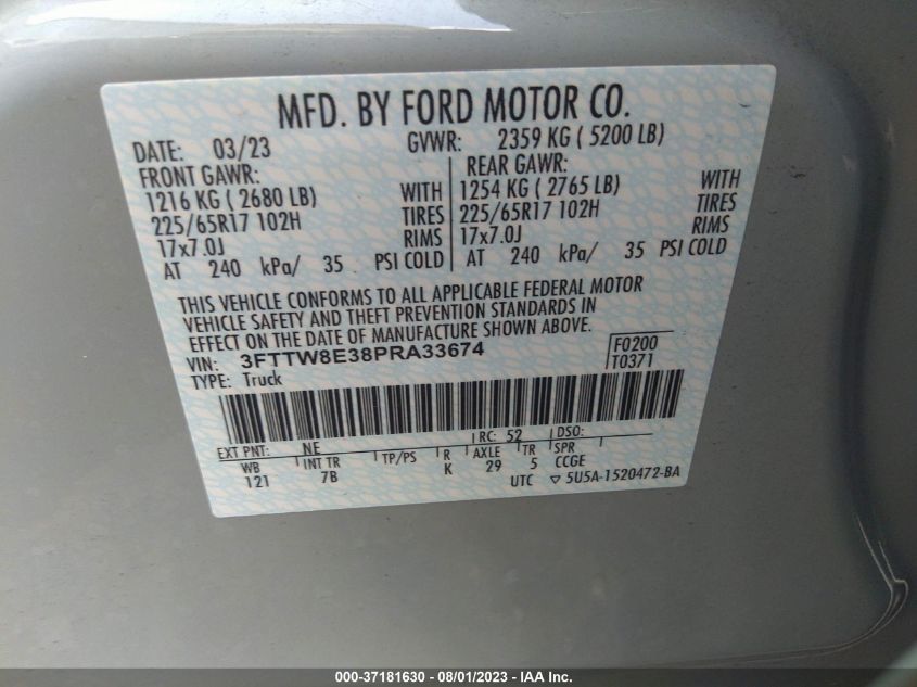 3FTTW8E38PRA33674 Ford Maverick XL/XLT/LARIAT 9