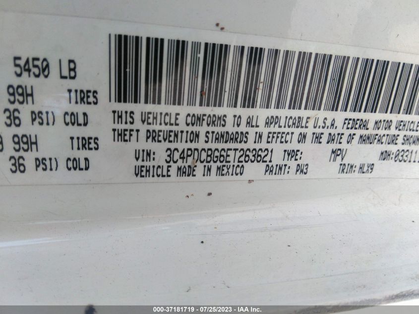 2014 DODGE JOURNEY SXT - 3C4PDCBG6ET263621