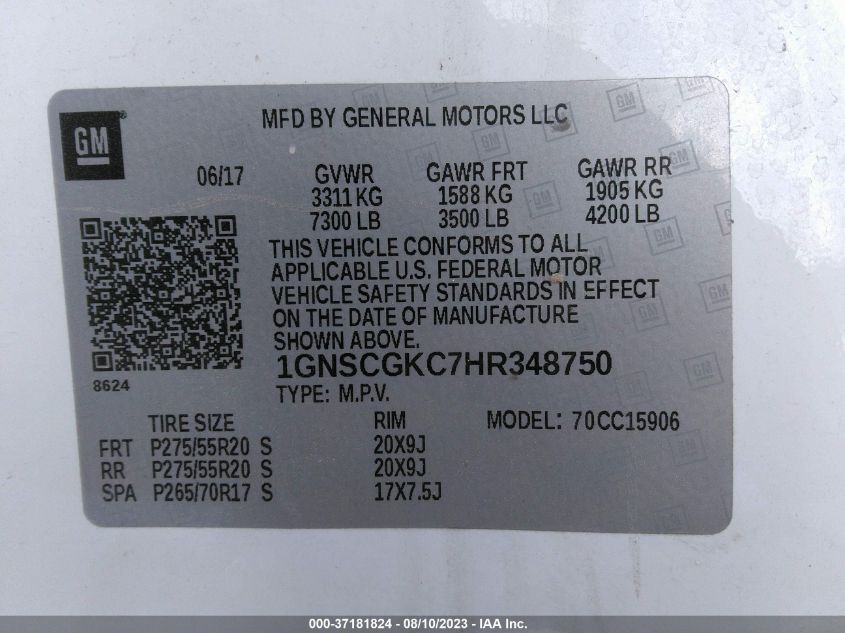 2017 CHEVROLET SUBURBAN LS - 1GNSCGKC7HR348750