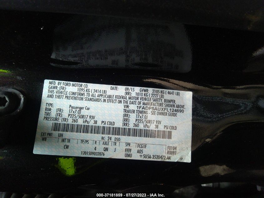 2015 FORD C-MAX HYBRID SE - 1FADP5AUXFL124690