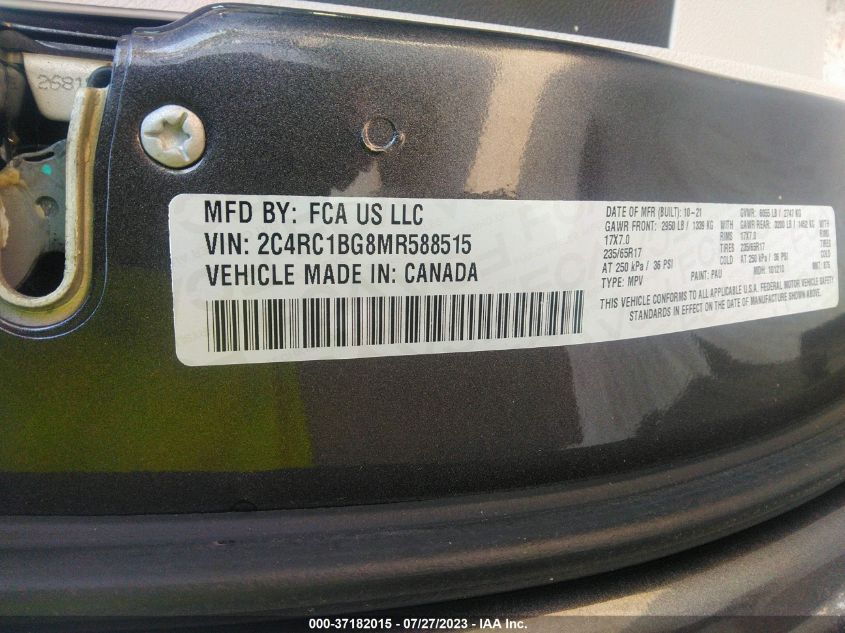 2021 CHRYSLER PACIFICA TOURING L - 2C4RC1BG8MR588515
