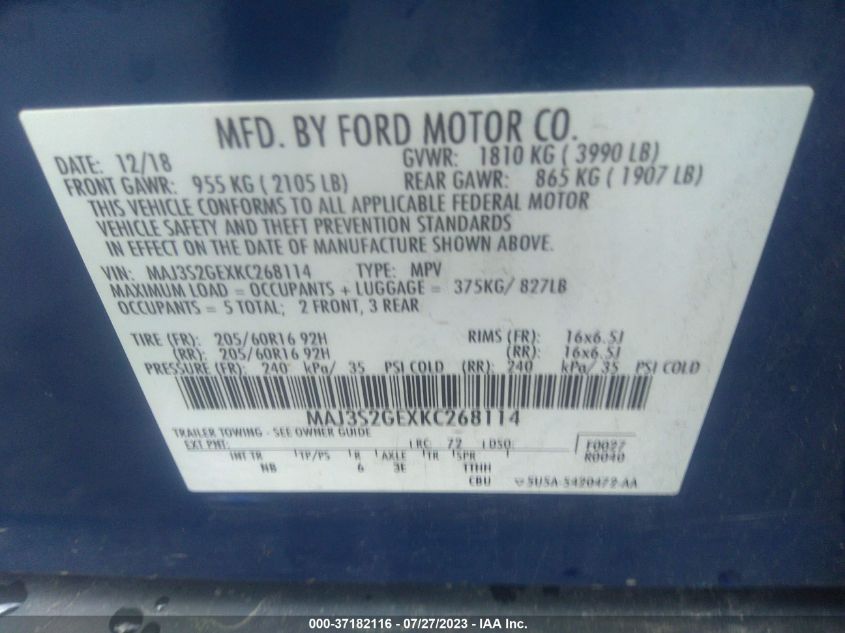 2019 FORD ECOSPORT SE - MAJ3S2GEXKC268114
