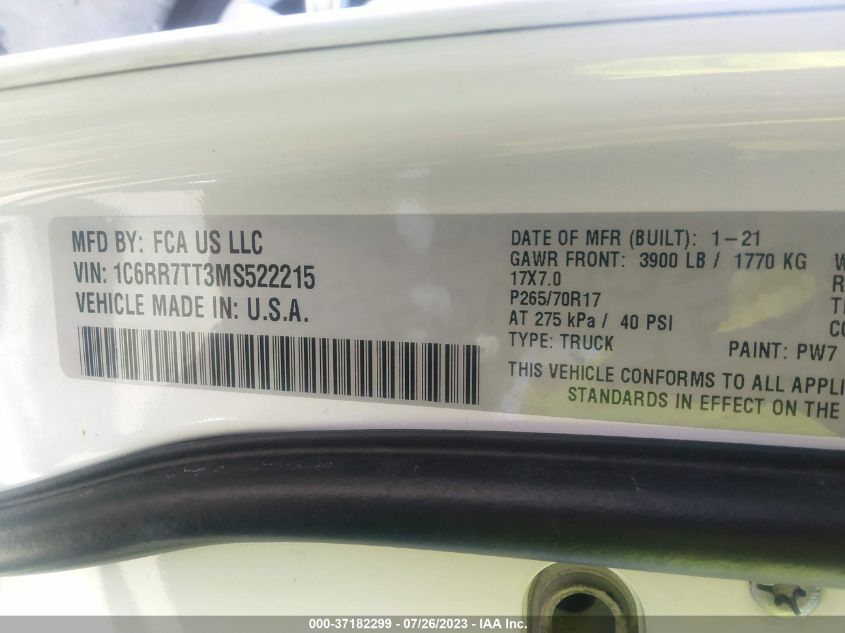 2021 RAM 1500 CLASSIC SLT - 1C6RR7TT3MS522215