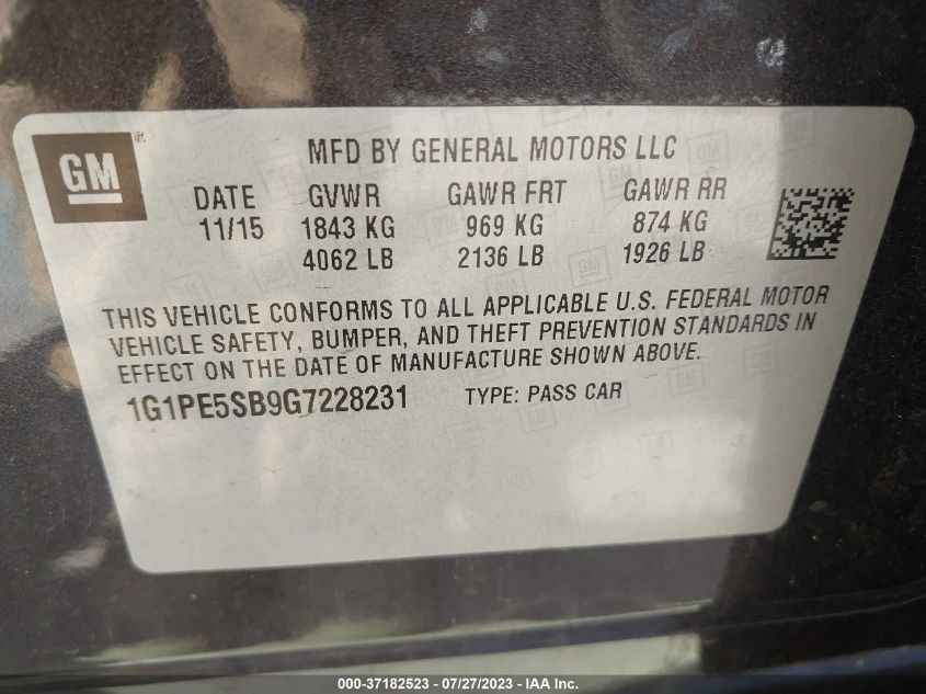 2016 CHEVROLET CRUZE LIMITED LT - 1G1PE5SB9G7228231