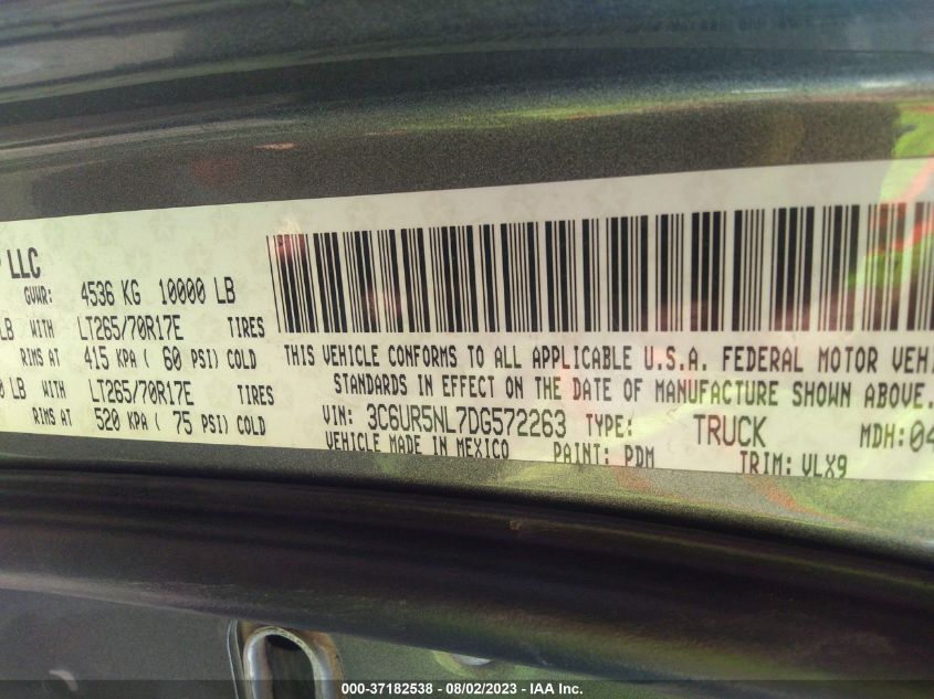2013 RAM 2500 LARAMIE - 3C6UR5NL7DG572263