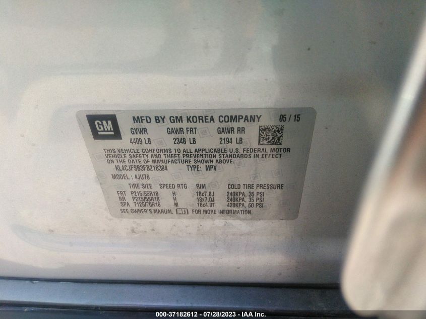 2015 BUICK ENCORE CONVENIENCE - KL4CJFSB3FB216394