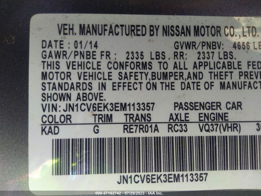 2014 INFINITI Q60 COUPE JOURNEY - JN1CV6EK3EM113357