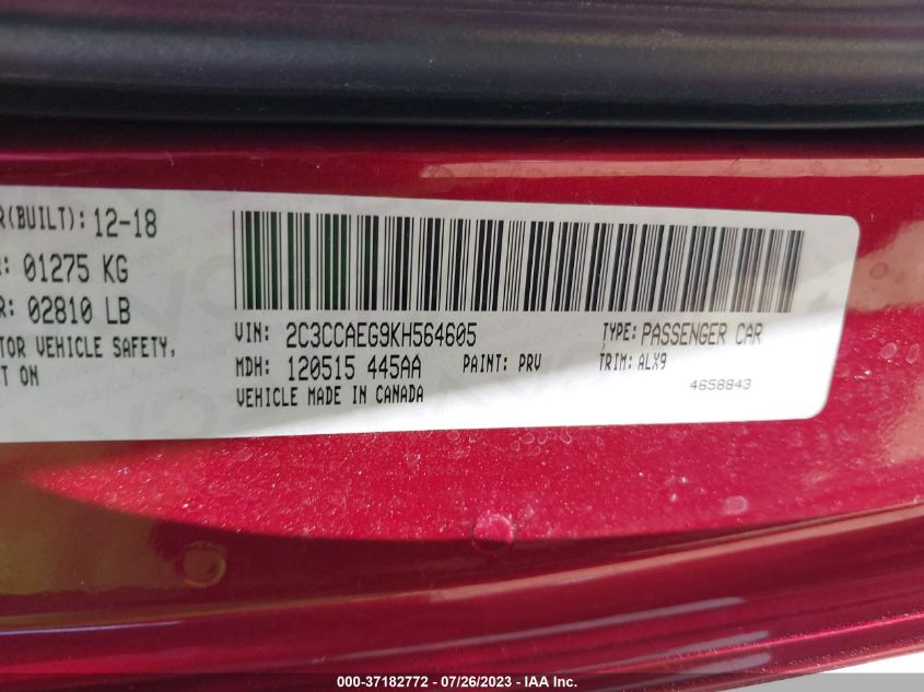 2019 CHRYSLER 300 LIMITED - 2C3CCAEG9KH564605