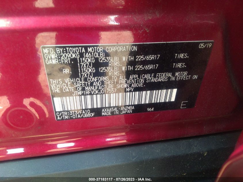 2019 TOYOTA RAV4 XLE - JTMP1RFV0KJ017557