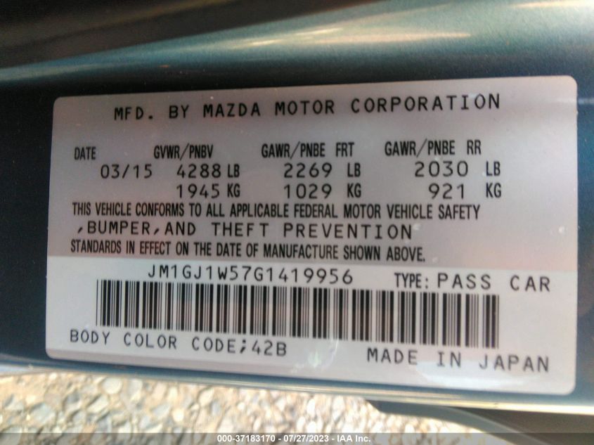2016 MAZDA MAZDA6 I GRAND TOURING - JM1GJ1W57G1419956